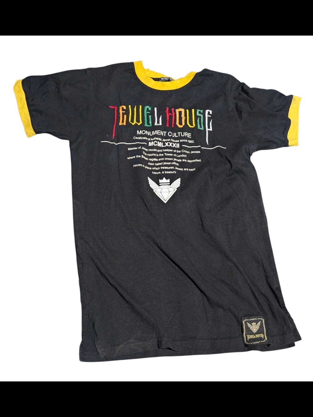 Monument Culture Black Ringer Tee with Yellow Trim